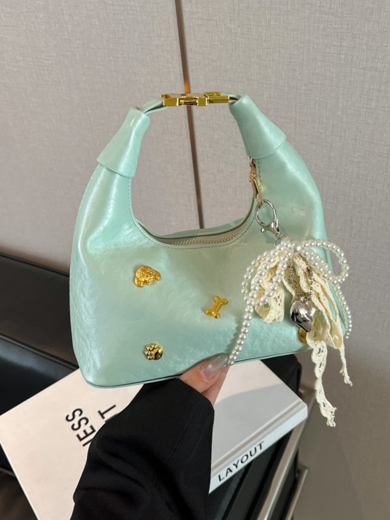 Embellished Hobo Crossbody Bag
