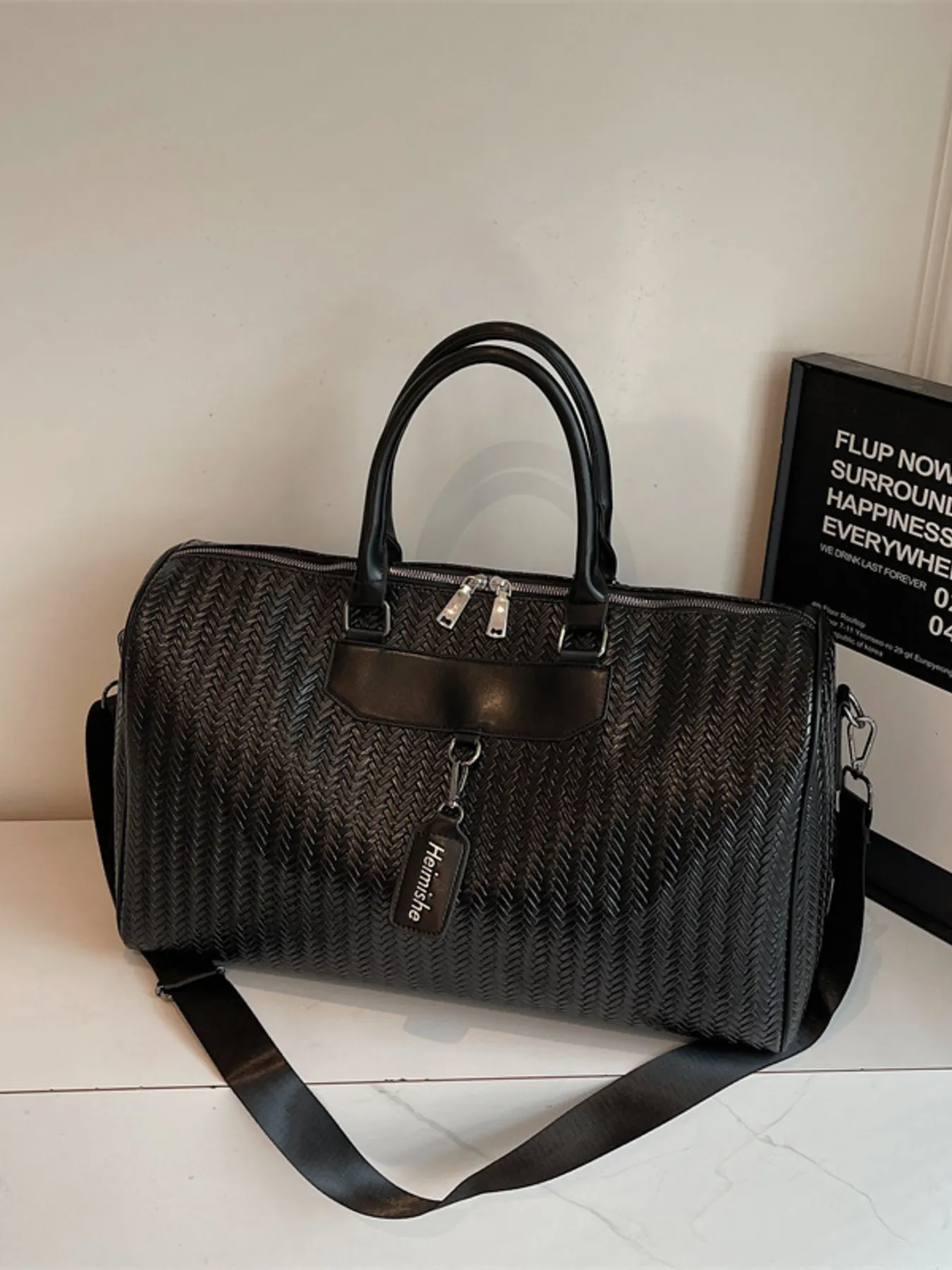 Textured Leather Travel Bag