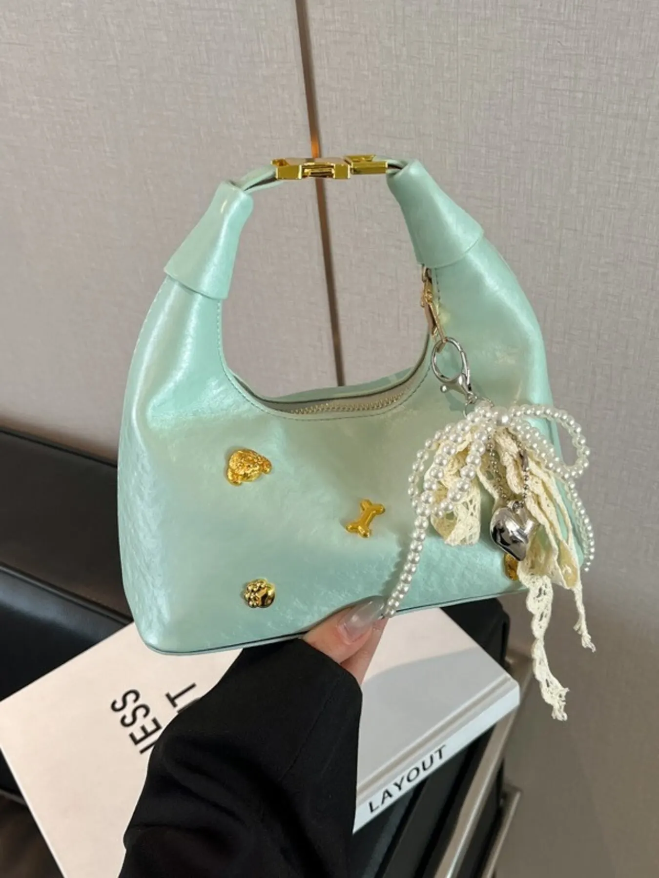 Embellished Hobo Crossbody Bag